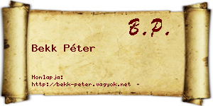 Bekk Péter névjegykártya